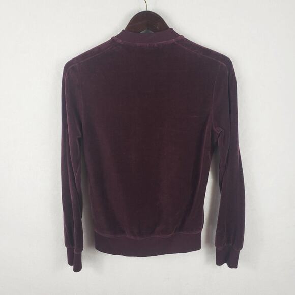 Puma Velour Track Jacket Women M Burgundy Full Zip Long Sleeve Pockets Cozy - Picture 6 of 8